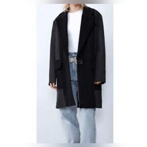 Zara Wool Satin Effect Oversized Coat